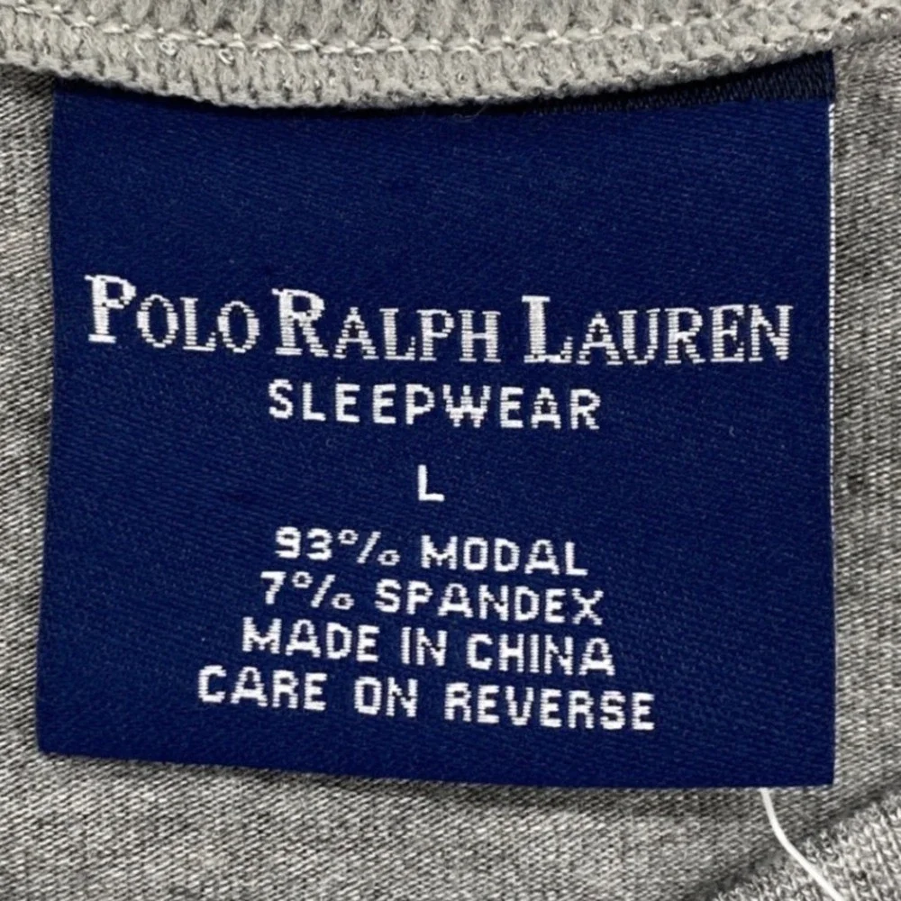 Polo Ralph Lauren Men Gray Modal Henley Long Sleeve Sleepwear Shirt Large NWT